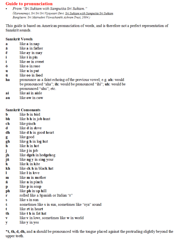 Invocation Pronunciation Chart Guide to pronunciation – Spirtual